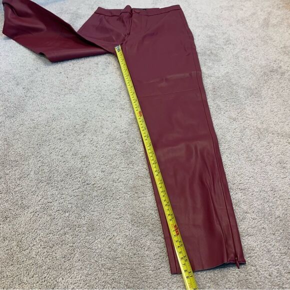 ZARA red faux leather Hi-Rise zipper ankle leggings Sz S NWT - Picture 9 of 11
